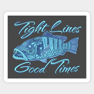 Tight Lines Good Times Snapper Fishing at Night Sticker